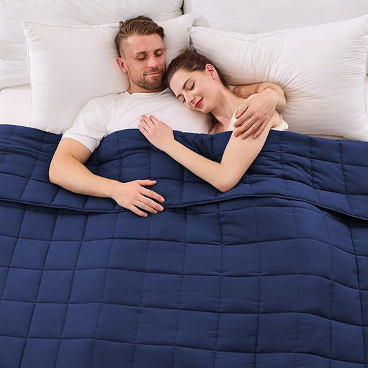 yescool Weighted Blanket for Adults (20 lbs, 80” x 87”, Blue) Cooling Heavy Blanket for Sleeping Perfect for 190-210 lbs, Queen Size Breathable Blanket with Premium Glass Bead, Machine Washable