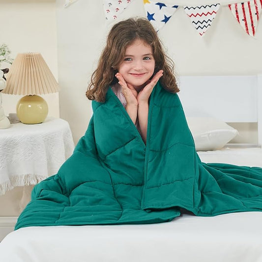yescool Weighted Blanket (3 lbs, 36" x 48", Dark Green) Cooling Heavy Blanket for Sleeping Perfect for 20-40 lbs, Breathable Blanket with Premium Glass Bead, Machine Washable