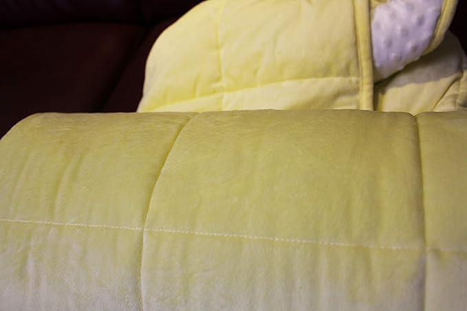 ALANSMA Reversible Weighted Blanket for All Season, Luxury Velvet, Warm and Cool, Adult 10Lb Weighted Blanket, Enjoy Sleeping Anywhere(Yellow, 48''x72''10lbs)