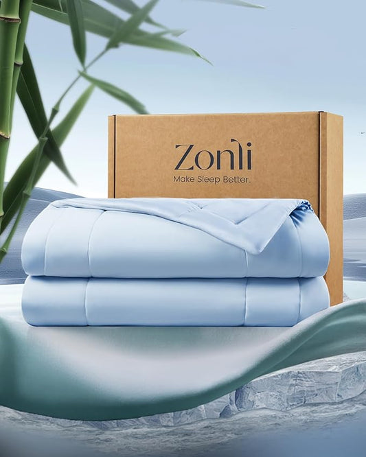 ZonLi Z-Magic 100% Cooling Bamboo Comforter from Viscose, Lightweight All-Season Breathable Bedding Blanket for Hot Sleepers