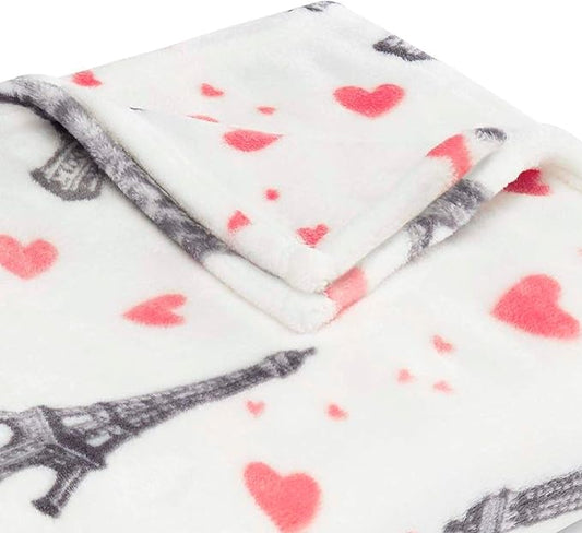 Betsey Johnson - Throw, Ultra-Soft Plush Blanket, Use for Couch, Bed, or Lounges, Dorm Essentials (Paris Love Pink, 50" x 70")