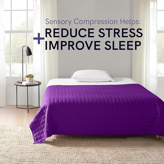 YnM Weighted Blanket, Soothing Cotton, Smallest Compartments with Glass Beads, Bed Blanket for Two Persons of 240~390lbs, Ideal for Queen or King Bed (88x104 Inches, 40 Pounds, Fuchsia Purple)