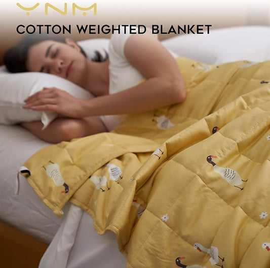 YnM Weighted Blanket,Heavy 100% Oeko-Tex Certified Cotton Material with Premium Glass Beads (Goose,60''x80'' 15lbs), Suit for One Person(~140lb) Use on Queen/King Bed