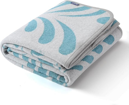 ACUSHLA Merino Wool Blanket - Soft Warm Thick Washable Large Throw Blanket for Camping Bed Couch Outdoor Travel All Weather, Rainforest Blue 79X63