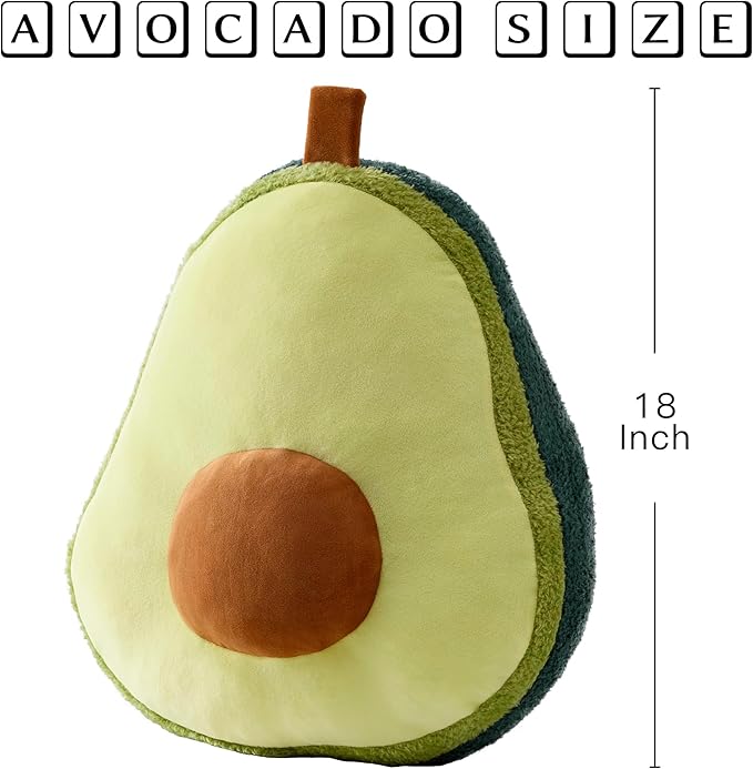 GIGIZAZA Cute Throw Pillows Avocado Yellow Fruit Pillows Decorative Aesthetic Pillow for Bedroom Cushions Unique Fun Couch Throw Pillow 18 Inch Funky Pillows