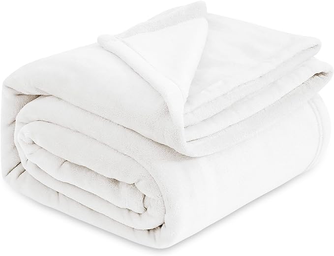 Bedsure Fleece Blankets King Size White - Bed Blanket Soft Lightweight Plush Cozy Fuzzy Luxury Microfiber, 108x90 inches