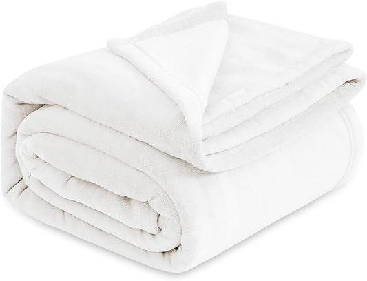 Bedsure Fleece Blanket California King White - Lightweight Plush Fuzzy Cozy Soft Bed Blankets, 102x96 inches