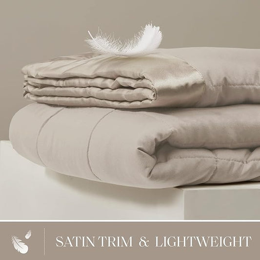 Madison Park Windom Down Alternative Blanket, Premium 3M Scotchgard Moisture Wicking Treatment, Lightweight and Soft Bed Cover For All Season, Satin Trim, Grey Full/Queen