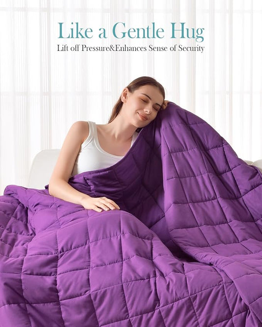 Topblan Weighted Blanket for Adults 20lbs, Breathable Cooling Weighted Blanket, High Breathability Heavy Blanket, Soft Material with Glass Beads for All Season, Sofa Bed, 60"x80" Queen Size, Purple