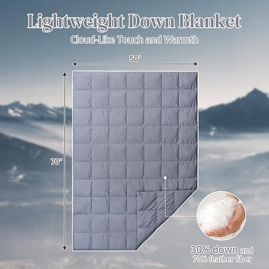 Down Throw Blankets for Couch 50x70 Down Blanket for Indoor and Outdoor Throw Blanket use Soft Lightweight Throw Blanket Alloy Gray