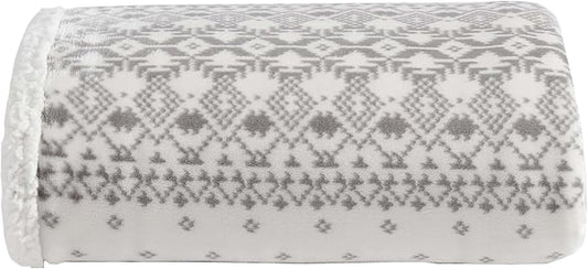 Eddie Bauer - Throw Blanket, Reversible Sherpa Fleece Bedding, Home Decor for All Seasons (Fair Isle Peak, Throw)