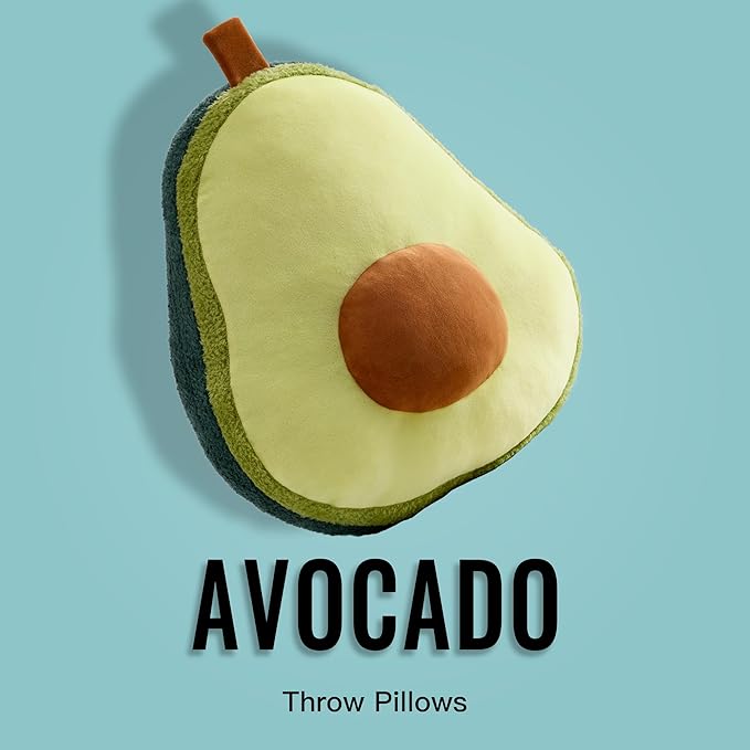 GIGIZAZA Cute Throw Pillows Avocado Yellow Fruit Pillows Decorative Aesthetic Pillow for Bedroom Cushions Unique Fun Couch Throw Pillow 18 Inch Funky Pillows