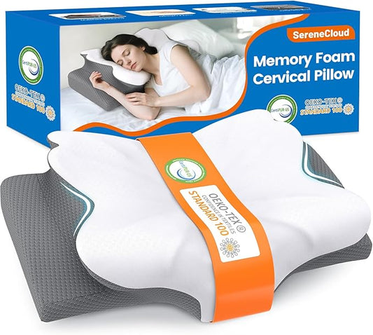Cervical Pillow for Neck and Shoulder Support, Contour Memory Foam Pillow for Sleeping, Ergonomic Bed Pillow for Side, Back, Stomach Sleepers with Breathable Pillowcase (Queen, Firm)