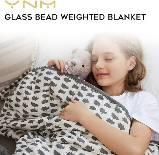 YnM Weighted Blanket — Heavy 100% Oeko-Tex Certified Cotton Material with Premium Glass Beads (Penguin, 36''x48'' 5lbs), Suit for One Person(~40lb) Use on Twin Bed
