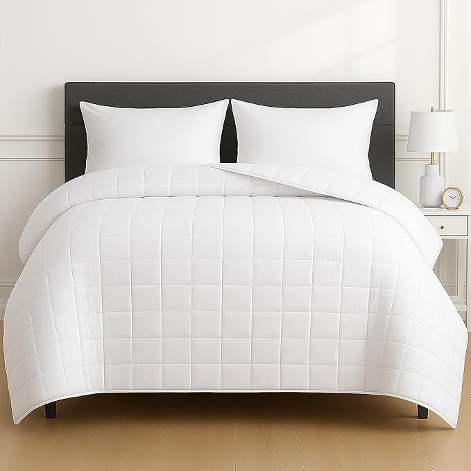 HomeSmart White Weighted Blanket Queen Size 20lbs, Ultra Soft Fabric, Oversized Queen Weighted Blanket, 92x88
