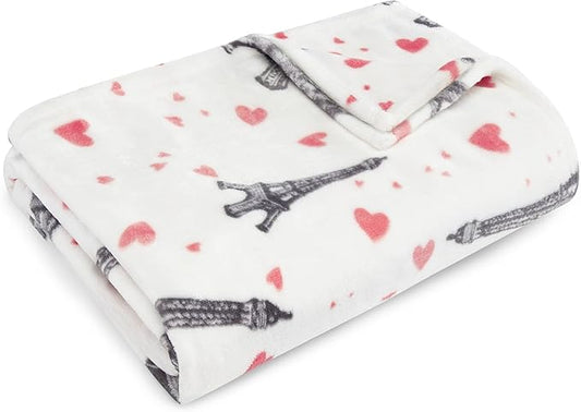 Betsey Johnson - Throw, Ultra-Soft Plush Blanket, Use for Couch, Bed, or Lounges, Dorm Essentials (Paris Love Pink, 50" x 70")
