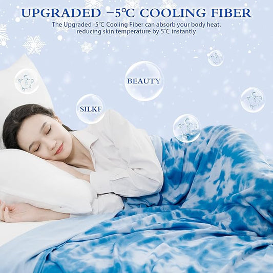 CHOSHOME Cooling Blanket King Size, Double Sided Cold Effect Arc-Chill Q-Max>0.5 Cooling Blankets for Hot Sleepers and Night Sweats, Lightweight Cold Breathable Summer Blanket, 108" x 90", Blue