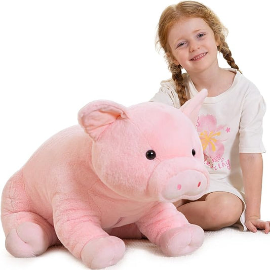 Giant Pink Pig Plush 30inches - Large Farm Stuffed Animal, Ultra Soft Big Pig Toy, Cute Hugging Pillow for Kids & Adults, Valentine Gift, Nursery Decor