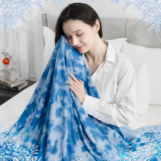 CHOSHOME Cooling Blanket Queen Size, Double Sided Cold Effect Arc-Chill Q-Max>0.5 Cooling Blankets for Hot Sleepers and Night Sweats, Lightweight Cold Breathable Summer Blanket, 90" x 90", Blue