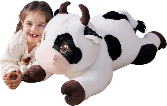 IKASA Giant Cow Stuffed Animal Plush Toy,30" Large Cute Jumbo Soft Toys,Huge Big Size Plushy Fluffy Fat Oversized Plushie