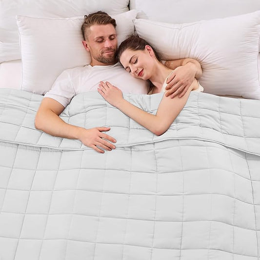 yescool King Size Weighted Blanket for Adults (20 lbs, 80” x 87”, White) Cooling Heavy Blanket for Sleeping Perfect for 190-210 lbs, Breathable Blanket for Adults & Couple All Season, Machine Washable
