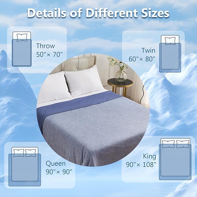 CHOSHOME Cooling Blanket Queen, Double Sided Cooling Blanket for Hot Sleepers, Arc-Chill Q-Max>0.5 Lightweight Breathable Summer Cold Blankets forCouch, Bed, Sofa, Camping, 90" x 90", Blue
