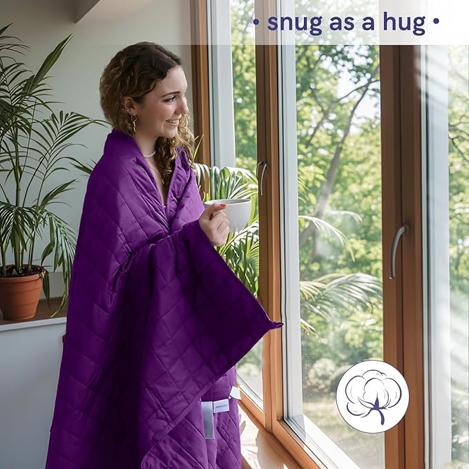 YnM Weighted Blanket, Soothing Cotton, Smallest Compartments,Bed Blanket for Two Persons of 140~240lbs, Ideal for Queen or King Bed (88x104 Inches, 30 Pounds, Fuchsia Purple)