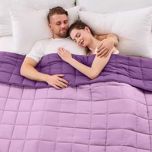 yescool Weighted Blanket for Adults (20 lbs, 80” x 87”, Purple) Cooling Heavy Blanket for Sleeping Perfect for 190-210 lbs, King Size Breathable Blanket with Premium Glass Bead, Machine Washable