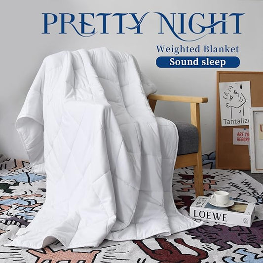 Weighted Blanket 15lbs Twin Size White 48"x72" Weighted Blankets for Adults Heavy Blanket are Comfortable and Cozy