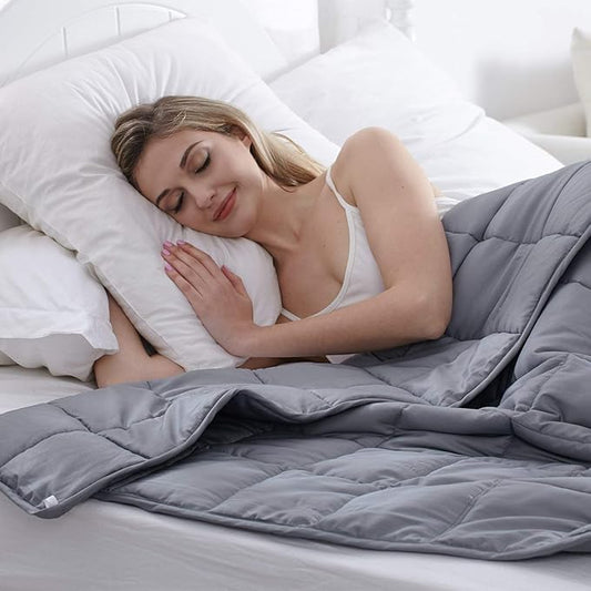 Waowoo Adult Weighted Blanket Queen Size (15lbs 60"x80") Heavy Blanket with Premium Glass Beads, (Dark Grey