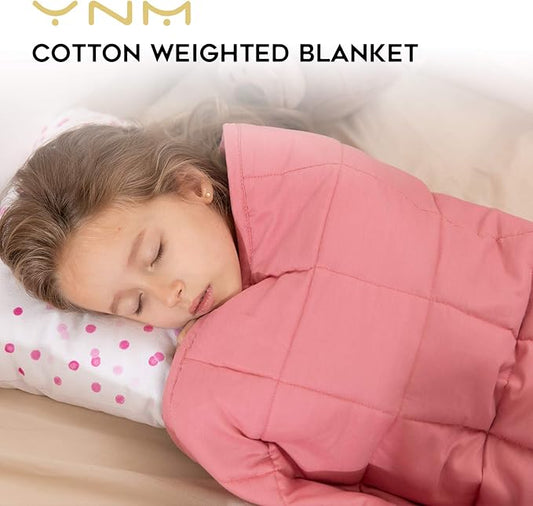 YnM Weighted Blanket — Heavy 100% Oeko-Tex Certified Cotton Material with Premium Glass Beads (Bradied Apricot, 41''x60'' 10lbs), Suit for One Person(~90lb) Use on Twin Bed
