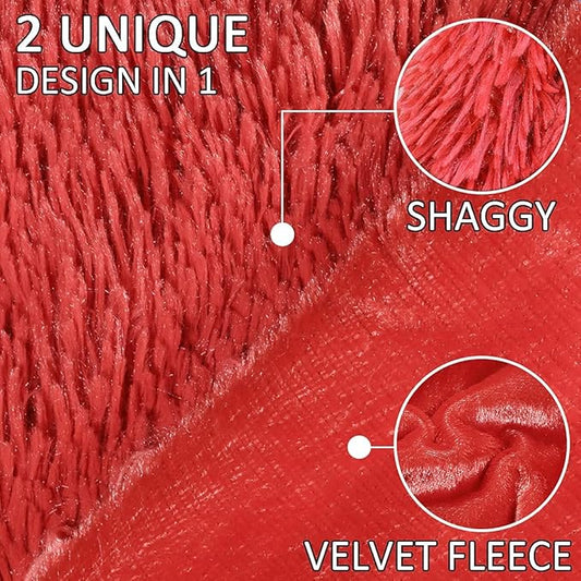 YUSOKI Twin Size Faux Fur Throw Winter Blanket,2 Layers,(Red,60" x 80"),Whithout Pillows,Plush Fuzzy Soft Cozy Comfy Bed Blanket for Women Kids Girls Couch Sofa