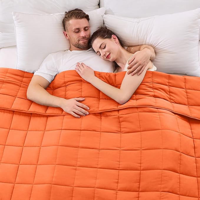 King Size Weighted Blanket for Adults (20 lbs, 80” x 87”, Orange) Cooling Heavy Blanket for Sleeping Perfect for 190-210 lbs, Breathable Blanket for Adults & Couple All Season, Machine Washable