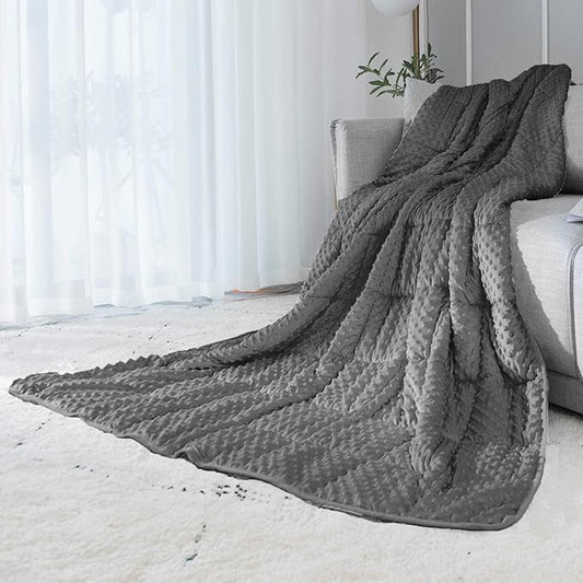 ALANSMA Reversible Weighted Blanket for All Season, Luxury Velvet, Warm and Cool, Adult 7Lb Weighted Blanket, Enjoy Sleeping Anywhere(Grey, 40''x60''7lbs)