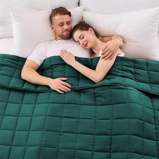 yescool Weighted Blanket for Adults (30 lbs, 80" x 87", Dark Green) Cooling Heavy Blanket for Sleeping Perfect for 290-310 lbs, King Size Breathable Blanket with Premium Glass Bead, Machine Washable