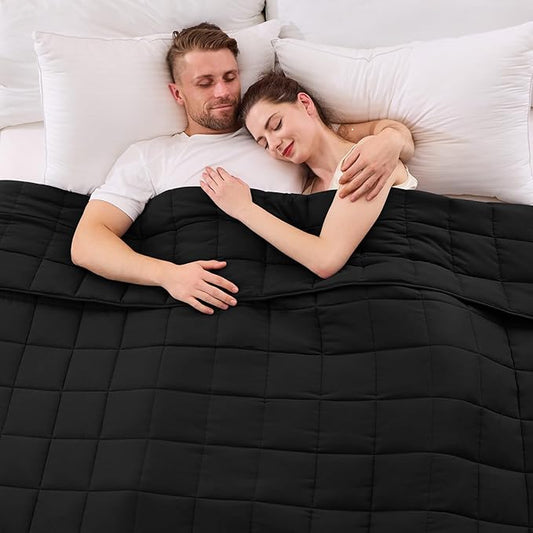yescool Weighted Blanket for Adults (20 lbs, 88” x 104”, Black) Cooling Heavy Blanket for Sleeping Perfect for 190-210 lbs, Queen Size Breathable Blanket with Premium Glass Bead, Machine Washable