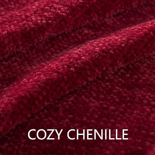 Chenille Throw Blanket for Couch 50"X 60", Soft Cozy Throws with Fringe Tassel for Bed Sofa Chair, Lightweight Knitted Decorative Farmhouse Boho Blankets for Gift, Red