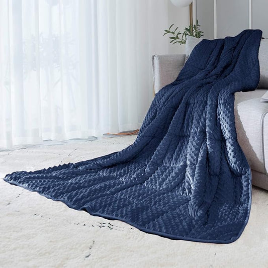 ALANSMA Reversible Weighted Blanket for All Season, Luxury Velvet, Warm and Cool, Adult 10Lb Weighted Blanket, Enjoy Sleeping Anywhere(Blue, 48''x72''10lbs)