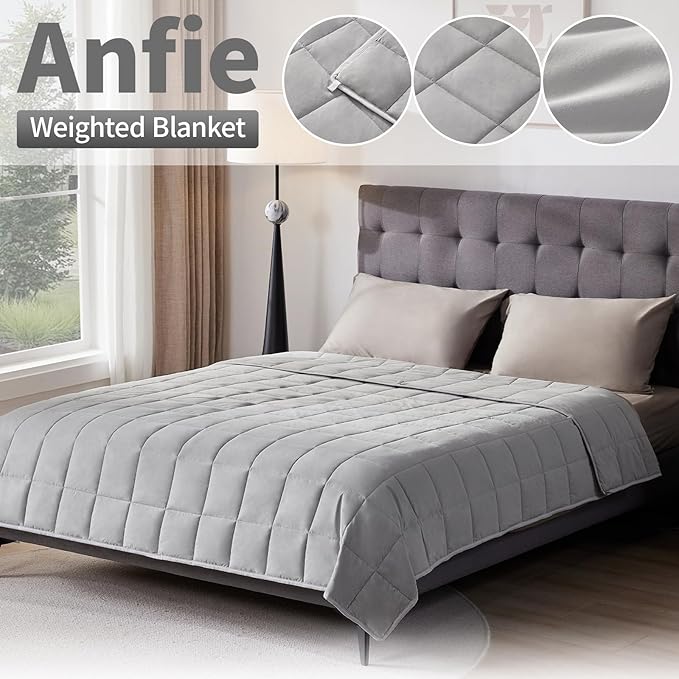 anfie Weighted Blanket(60"x80" 15lbs Queen Size),Ultra Soft and Cozy Cooling Weighted Blanket for Adult,Heavy Blanket with Machine Washable Soft Blanket