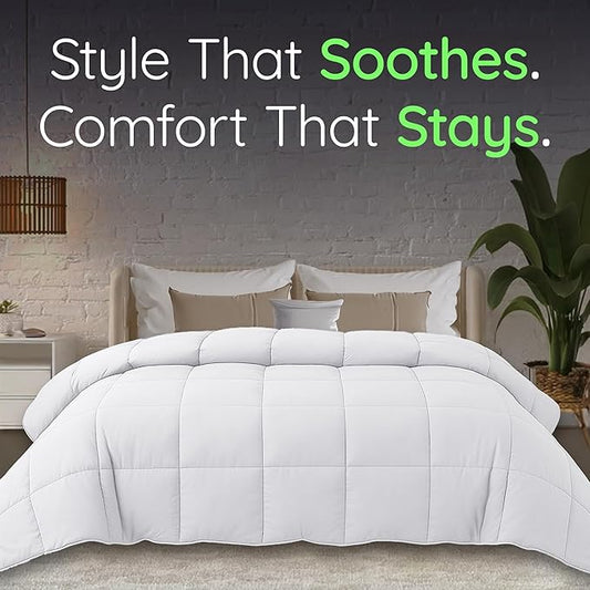 HomeSmart 50 lbs Weighted Comforter King Size - Fluffier Fill Than Regular Weighted Blanket 50lbs, White, 92x104