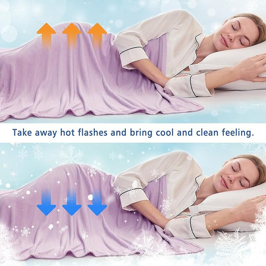 EMME Cooling Blankets for Hot Sleepers, Summer Blanket Twin/Full Size for Bed, Thin Light Throw Blanket for Couch Sofa, Double-Sided Keep Body Cool, Cold Blankets Night Sweats, Purple