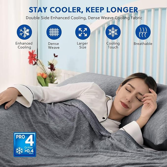 HOMFINE Cooling Blankets for Hot Sleepers - Summer Blanket Thin Lightweight Breathable Soft Double Side Enhanced Cooling for Bed Couch Sofa, Keep Cool for Night Sweats (Black, 50 x 70 inches)