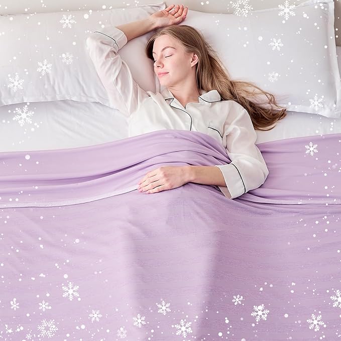 EMME Cooling Blankets for Hot Sleepers, Summer Blanket Twin/Full Size for Bed, Thin Light Throw Blanket for Couch Sofa, Double-Sided Keep Body Cool, Cold Blankets Night Sweats, Purple