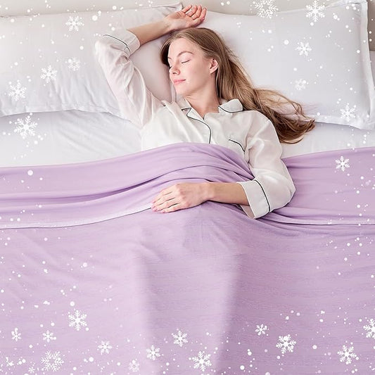 EMME Cooling Bed Blanket, King Summer Blanket for Hot Sleepers, Thin Lightweight Breathable Throw Blanket for Couch, Keep Body Cool, Double Sided Purple Cold Blankets