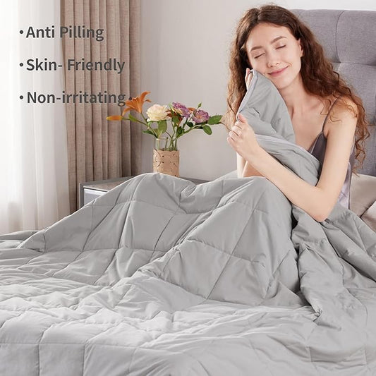anfie Weighted Blanket(60"x80" 15lbs Queen Size),Ultra Soft and Cozy Cooling Weighted Blanket for Adult,Heavy Blanket with Machine Washable Soft Blanket