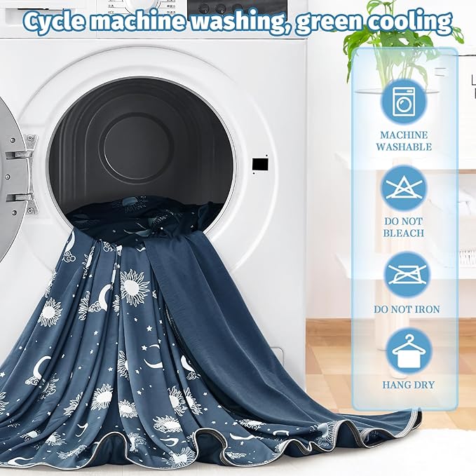 inhand Cooling Blanket Twin Size (60"x80") - Cooled Blankets for Hot Sleepers Lightweight Breathable Summer Blanket for Sleeping Night Sweats to Keep Cool in The Heat -Navy