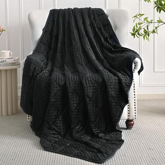 Mr. Sandman Weighted Blanket for Adults, Heavy Blanket for Woman,Man Sleeping/Calm, Soft and Cozy Weighted Throw Blankets, Machine Washable, 48 x 72in, 12 lbs, Black