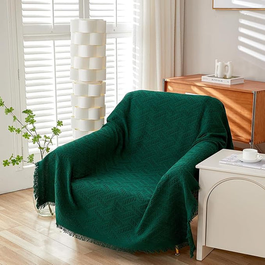 AIVIA Armless Loveseat Cover Sheet Blanket, Anti Slip Throw Cushion Covers for 2 Seater Armless Couches, Love-Seat Furniture Decor Slipcovers Protector for Dogs Cats (71” x 91” Blackish Green)