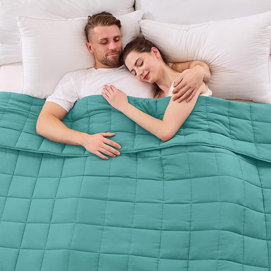 yescool Weighted Blanket for Adults (25 lbs, 80” x 87”, Teal) Cooling Heavy Blanket for Sleeping Perfect for 240-260 lbs, Queen Size Breathable Blanket with Premium Glass Bead, Machine Washable
