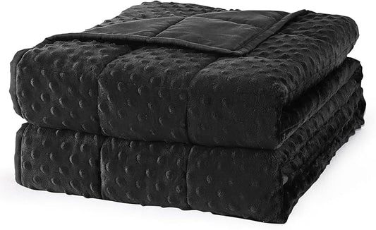 Mr. Sandman Weighted Blanket for Adults, Heavy Blanket for Woman,Man Sleeping/Calm, Soft and Cozy Weighted Throw Blankets, Machine Washable, 60 x 80in, 15 lbs, Black